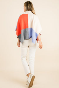 COLORBLOCK TURTLENECK PONCHO