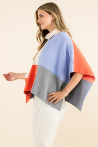 COLORBLOCK TURTLENECK PONCHO