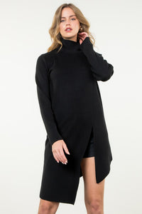 TURTLENECK SLIT SWEATER DRESS