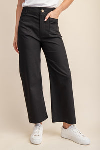 STRETCHY DENIM-LIKE CROPPED PANTS