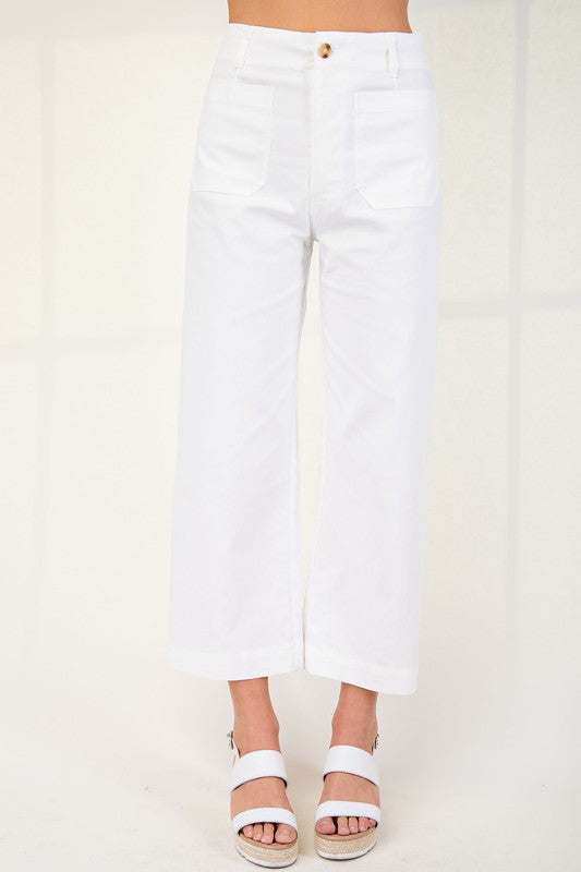 STRETCHY DENIM-LIKE CROPPED PANTS