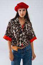 Load image into Gallery viewer, ANIMAL PRINT RED TRIM SHIRT