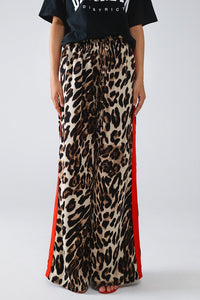 ANIMAL PRINT RED TRIM STRAIGHT PANTS