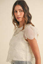 Load image into Gallery viewer, SCALLOP EMBROIDERED ORGANZA BLOUSE TOP