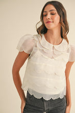 Load image into Gallery viewer, SCALLOP EMBROIDERED ORGANZA BLOUSE TOP