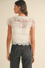 Load image into Gallery viewer, SCALLOP EMBROIDERED ORGANZA BLOUSE TOP