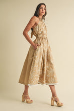 Load image into Gallery viewer, EMBROIDERED HALTER MIDI DRESS