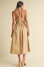 Load image into Gallery viewer, EMBROIDERED HALTER MIDI DRESS