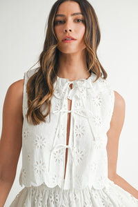 Eyelet Blouse And Skirt Set