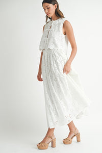 Eyelet Blouse And Skirt Set