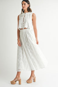 Eyelet Blouse And Skirt Set