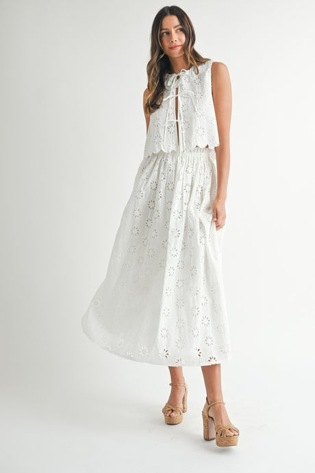 Eyelet Blouse And Skirt Set
