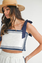 Load image into Gallery viewer, Sail Chevron Linen Mix Crop Top And Pants Set