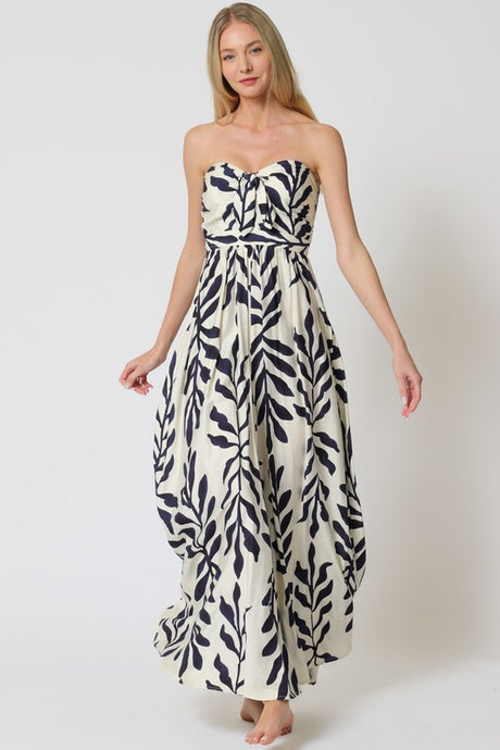 TUBE TIE FRONT CHEST SMOCKED BACK TOP JUMPSUIT