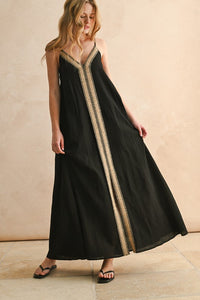 Straw-stitched Maxi Dress