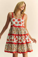 Load image into Gallery viewer, FLORAL RIG RAG MINI DRESS