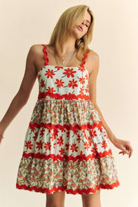 FLORAL RIG RAG MINI DRESS