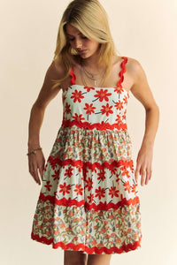 FLORAL RIG RAG MINI DRESS