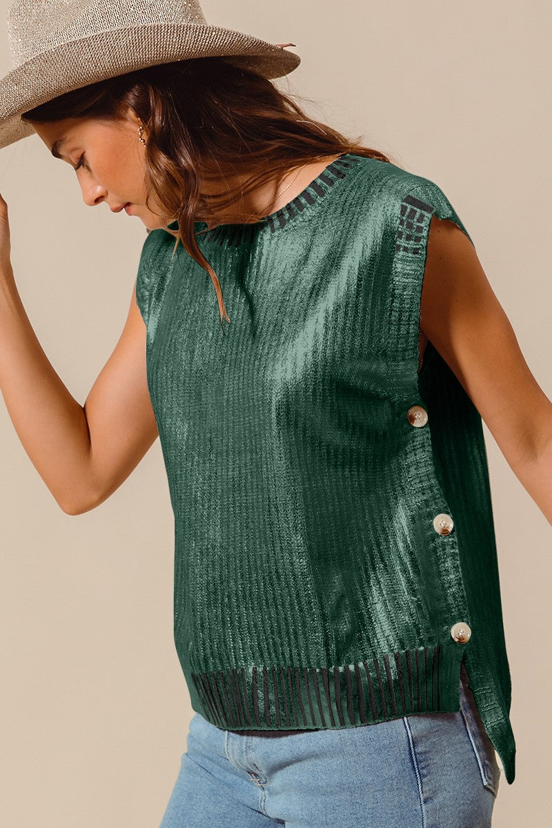 METALLIC FOIL SWEATER VEST