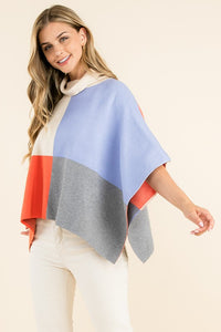 COLORBLOCK TURTLENECK PONCHO