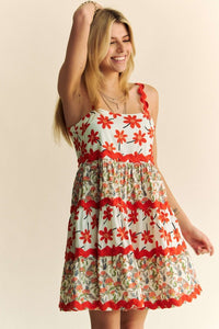 FLORAL RIG RAG MINI DRESS