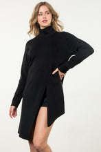 Load image into Gallery viewer, TURTLENECK SLIT SWEATER DRESS