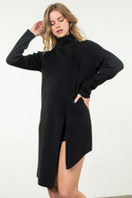 Load image into Gallery viewer, TURTLENECK SLIT SWEATER DRESS