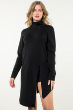 Load image into Gallery viewer, TURTLENECK SLIT SWEATER DRESS