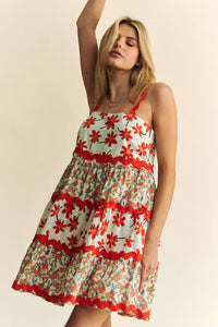 FLORAL RIG RAG MINI DRESS