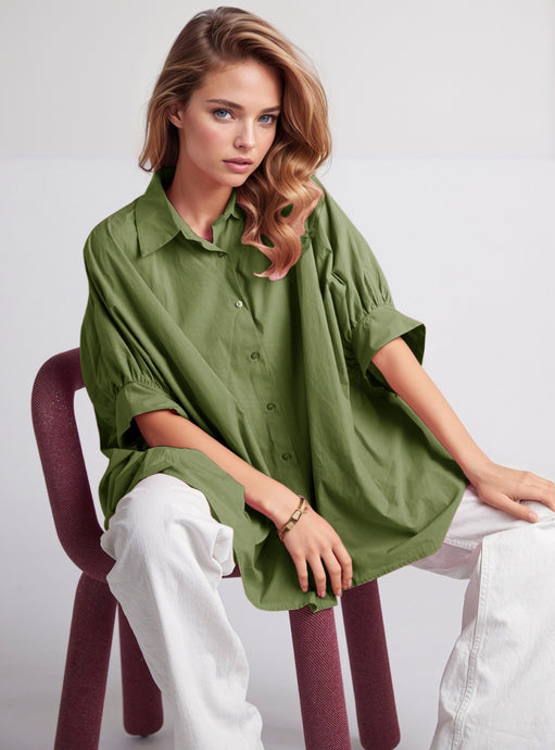 OVERSIZED BLOUSE - OLIVE