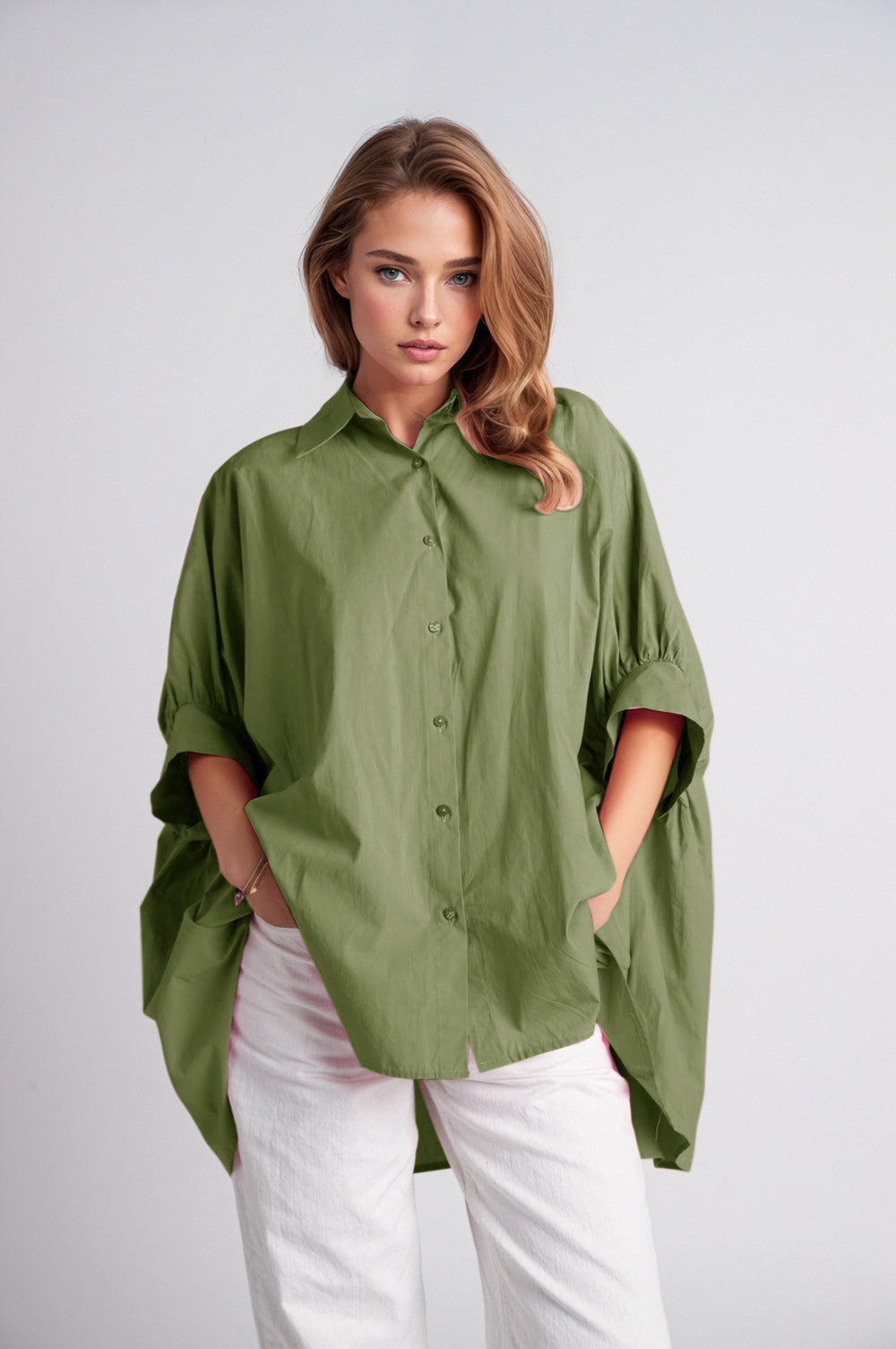 OVERSIZED BLOUSE - OLIVE