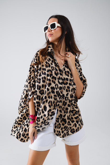 OVERSIZED BLOUSE -ANIMAL PRINT